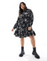 Yours tunic mini dress in black floral