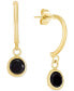 ფოტო #1 პროდუქტის Onyx Circle Dangle C-Hoop Earrings in 14k Gold