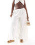 Pieces Curve cotton beach trouser co-ord in cream