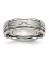 Фото #1 товара Stainless Steel Brushed Polished Criss-cross 7mm Edge Band Ring