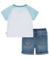 ფოტო #1 პროდუქტის Baby Boys Surfing Bear Tee and Denim Shorts Set