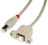Lindy 31801 - 1 m - USB B - USB B - USB 2.0 - Male/Female - Grey