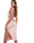 Lavish Alice satin slip midi dress in light pink