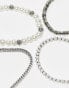 Фото #2 товара ASOS DESIGN 4 pack faux pearl bracelet set