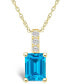 ფოტო #1 პროდუქტის Blue Topaz (2 Ct. T.W.) and Diamond Accent Pendant Necklace in 14K Yellow Gold