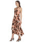 ფოტო #3 პროდუქტის Women's Printed Pleated Asymmetric-Hem Chiffon Halter Dress