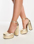 ASOS DESIGN Wide Fit – Priority – Schuhe in Gold mit Plateausohle und hohem Absatz, weite Passform