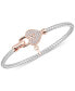 ფოტო #1 პროდუქტის Diamond Heart Lock & Key Braided Mesh Bangle Bracelet (1/4 ct. t.w.) in Sterling Silver & 14k Rose Gold-Plate