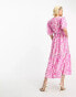 & Other Stories tiered volume maxi dress in pink marble