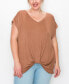 Plus Size V-neck Twist Front Top