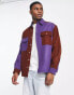 Фото #1 товара ASOS DESIGN oversized wool shirt in purple and brown cut & sew