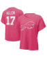 ფოტო #1 პროდუქტის Women's Threads Josh Allen Pink Distressed Buffalo Bills Name and Number T-shirt