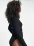 Фото #2 товара Miss Selfridge textured mesh roll neck bodysuit in black