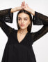 Фото #6 товара ASOS DESIGN long sleeve v neck crochet mini dress in black