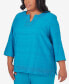 Фото #5 товара Plus Size Tradewinds Lace Texture Notched Top