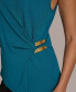 Donna Karan Women's Sleeveless Faux-Wrap Blouse Empire Teal, XS - фото #4