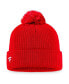 Men's Red Calgary Flames Core Primary Logo Cuffed Knit Hat with Pom