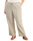 Фото #1 товара Plus Size Linen Cropped Pants, Created for Macy's
