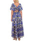 Women's Printed Puff-Sleeve Maxi Dress