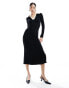 Фото #1 товара Nobody's Child Peyton long sleeve contrast knit midi dress in black