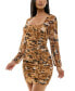 Juniors' Printed Ruched Bodycon Dress