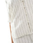 Фото #3 товара Lindex co-ord Edda Linen blend boxy beach shirt in beige stripe