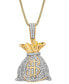 ფოტო #1 პროდუქტის Men's Diamond MoneyBag 22" Pendant Necklace (1/2 ct. t.w.) in 14k Gold-Plated Sterling Silver
