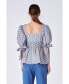 ფოტო #2 პროდუქტის Women's Print Block Smocked Top