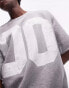 Фото #3 товара Topman oversized fit short sleeve sweatshirt with number print in grey marl