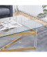 Gold Stainless Steel Coffee Table With Acrylic Frame And Clear Glass Top