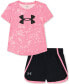 Фото #1 товара Комплект для девочки Under Armour футболка с логотипом и шорты, 2 штуки