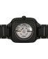 ფოტო #3 პროდუქტის Unisex Swiss Automatic True Square Open Heart Black Ceramic Bracelet Watch 38x38mm