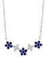 Sapphire (3/8 ct. t.w.) & Diamond (3/8 ct. t.w.) Flower Collar Necklace in 14k White Gold, 16" + 2" extender (Also in Ruby)