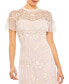 Women's High Neck Mesh Tier Embroidered Dress