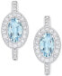 ფოტო #3 პროდუქტის Santa Maria Aquamarine (3/8 ct. t.w.) & Diamond (1/6 ct. t.w.) Halo Small Hoop Earrings in 14k White Gold, 0.5"