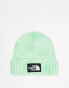 The North Face Logo patch cuffed beanie in green tie dye