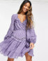 Фото #4 товара ASOS DESIGN pintuck lace mini dress in dusky lilac