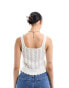 Фото #4 товара Miss Selfridge crochet contrast satin lace up bow cami in cream