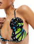 Public Desire print triangle bikini top in multi