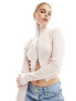 Фото #1 товара Miss Selfridge ribbed zip up long sleeve top in pink