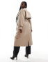 Vero Moda Curve longline belted trench coat in laurel oak