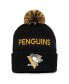 ფოტო #3 პროდუქტის Men's Black, Yellow Pittsburgh Penguins 2022 NHL Draft Authentic Pro Cuffed Knit Hat with Pom