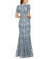 Фото #2 товара Women's Floral Soutache Sequin Puff-Sleeve Lace Gown