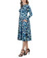 Фото #3 товара Women's Print Long Sleeve Pleated Midi Dress