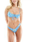 Фото #2 товара Kulani Kinis love story Y cheeky bikini bottom in blue floral print