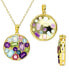 Multi-Gemstone Mixed Cut Cluster Disc 18" Pendant Necklace (3-3/8 ct. t.w.) in 14k Gold-Plated Sterling Silver