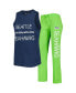 ფოტო #4 პროდუქტის Women's Neon Green, College Navy Seattle Seahawks Muscle Tank Top and Pants Sleep Set