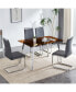 Фото #5 товара Modern Glass Dining Table Brown Tempered Glass, Silver Metal Legs, Easy Assembly