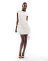 Kaiia tailored pocket detail cap sleeve mini dress in white