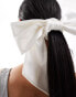 Kaiia oversized satin bow hair scrunchie in white